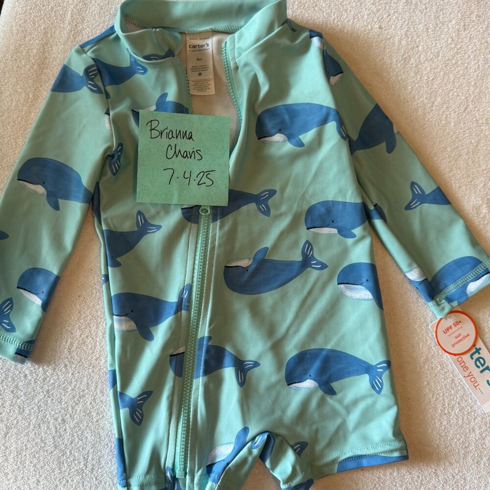 Carter's Blue Whale Rashguard Swimsuit 8 Months